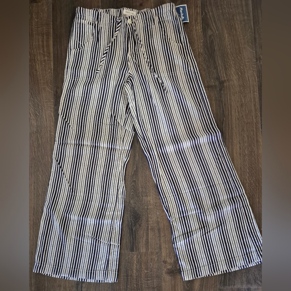 Just Living Black and White Striped Wide Leg Pants